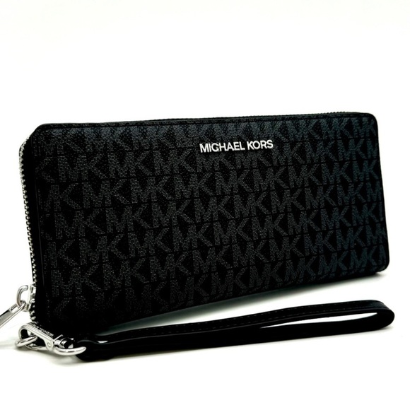 Michael Kors Large Continental Wallet Black Signature - Picture 1 of 9